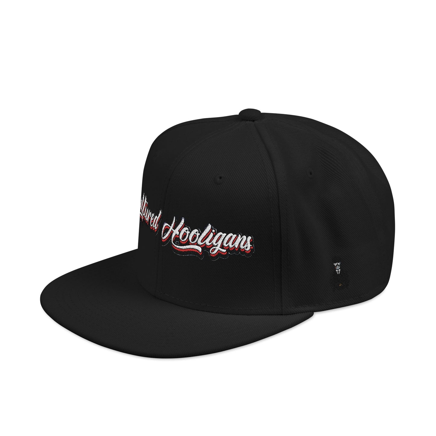 Embroidered Snapback Hat — Vintage Script "Hooligans" Urban Streetwear