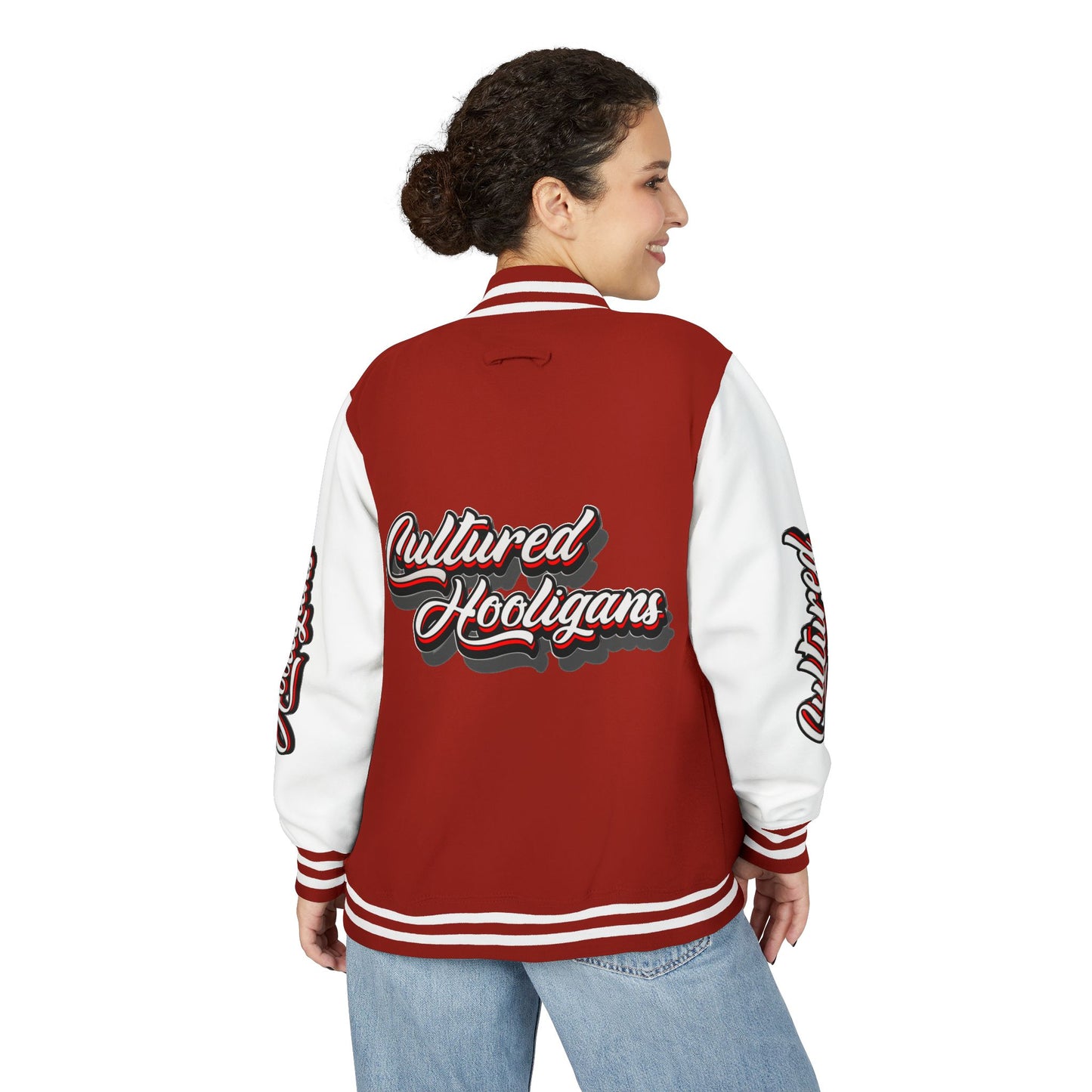 Letterman Jacket — “Cultured Hooligans” Varsity Style Red & White